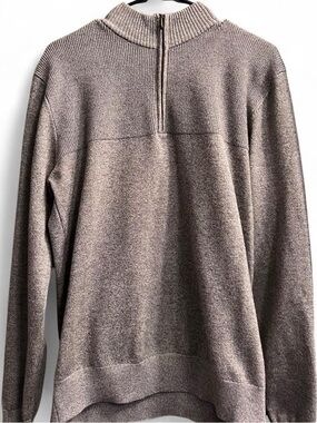 Amazon Men's Zip-Up Mock Neck Sweater - Taupe Brown